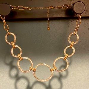 Gold tone pave link necklace